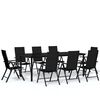 vidaXL Ensemble &agrave; manger de jardin 9 pcs Noir