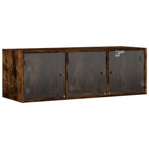 vidaXL Armoire murale avec portes en verre ch&ecirc;ne fum&eacute; 102x37x35 cm