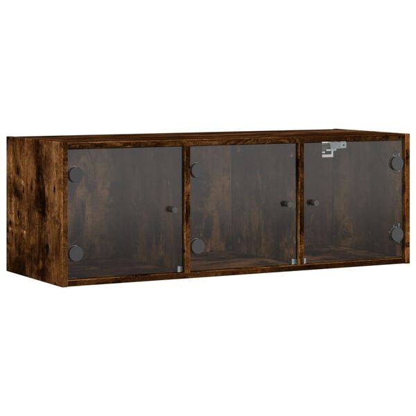 vidaXL Armoire murale avec portes en verre ch&ecirc;ne fum&eacute; 102x37x35 cm