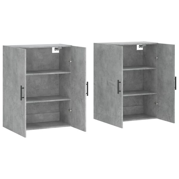 vidaXL Armoires murales 2 pcs gris b&eacute;ton 69,5x34x90 cm