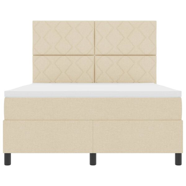 vidaXL Lit &agrave; ressorts avec matelas avec LED Cr&egrave;me 160 x 200 cm tissu
