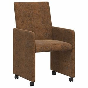 vidaXL Chaises de Salle &agrave; Manger avec Roues 2 pcs Marron
