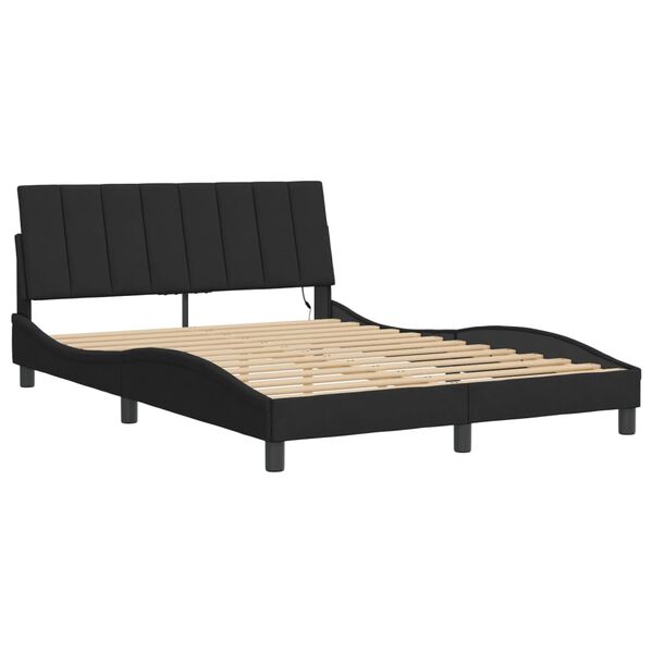 vidaXL Cadre de lit avec LED sans matelas Hanko noir 140x190 cm velours