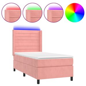 vidaXL Sommier &agrave; lattes de lit matelas et LED Rose 100x200 cm Velours