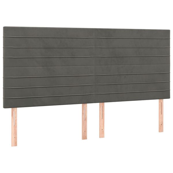 vidaXL T&ecirc;te de lit Gris fonc&eacute; 180 x 5 x 118/128 cm Velours