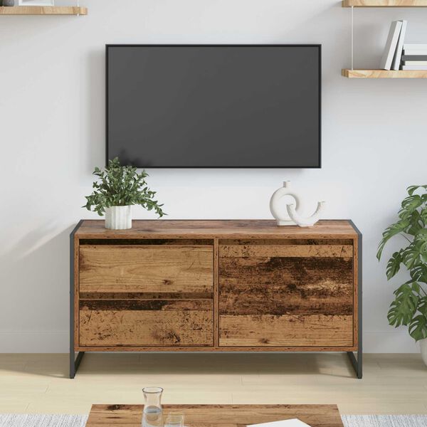 vidaXL Meuble TV Bois Ancien 100 x 36 x 49.5 cm Bois d'ing&eacute;nierie