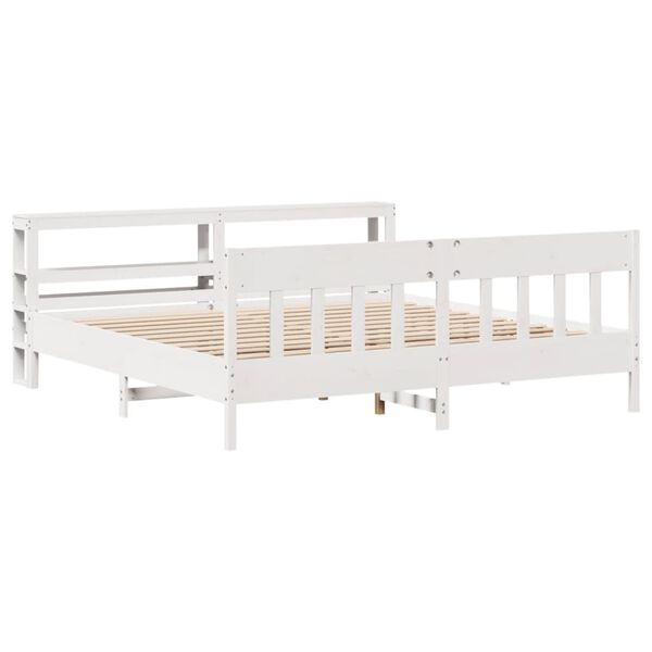 vidaXL Cadre de lit sans matelas blanc 200x200 cm bois massif de pin