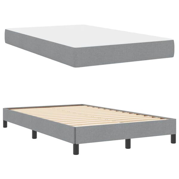 vidaXL Lit &agrave; ressorts avec matelas Gris clair 120 x 190 cm tissu