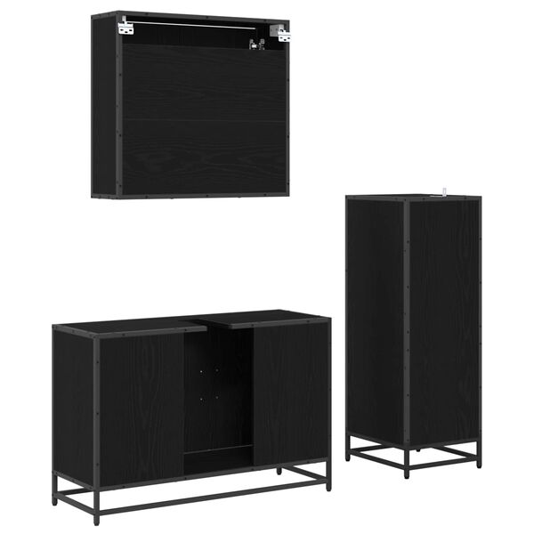 vidaXL Ensemble de mobilier de salle de bain 3 pcs Ch&ecirc;ne noir