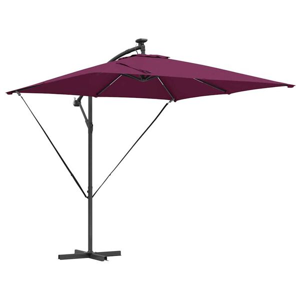 vidaXL Parasol banane à mât déporté Rouge bordeaux 249 x 249 x 250 cm