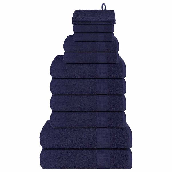 vidaXL Ensemble de serviettes 12 pcs FROGN bleu marine 100% coton