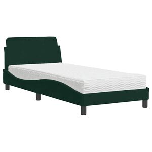 vidaXL Lit avec matelas Dover vert fonc&eacute; 90x200 cm velours