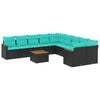 vidaXL Ensemble de canap&eacute; de jardin 11 pcs avec coussins noir r&eacute;sine tress&eacute;e