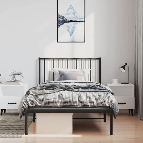 vidaXL Cadre de lit métal sans matelas avec tête de lit noir 100x190cm