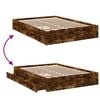 vidaXL Cadre de lit avec tiroirs sans matelas ch&ecirc;ne fum&eacute; 120x200 cm