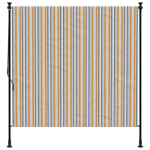 vidaXL Store roulant d'ext&eacute;rieur jaune et blanc 150x270 cm tissu acier