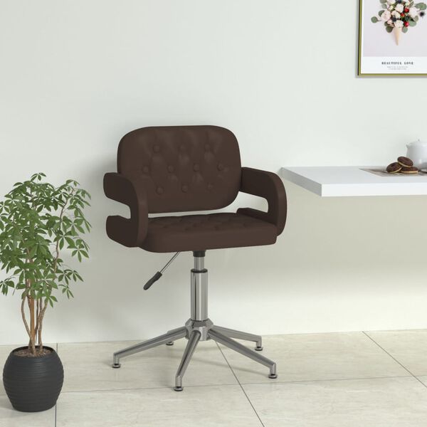 vidaXL Chaise pivotante de salle &agrave; manger Marron Similicuir