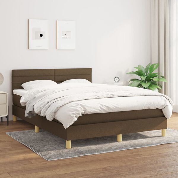 vidaXL Sommier &agrave; lattes de lit avec matelas Marron fonc&eacute; 140x190 cm