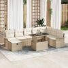 vidaXL Ensemble de canapé de jardin 9 pcs Beige Poly rotin