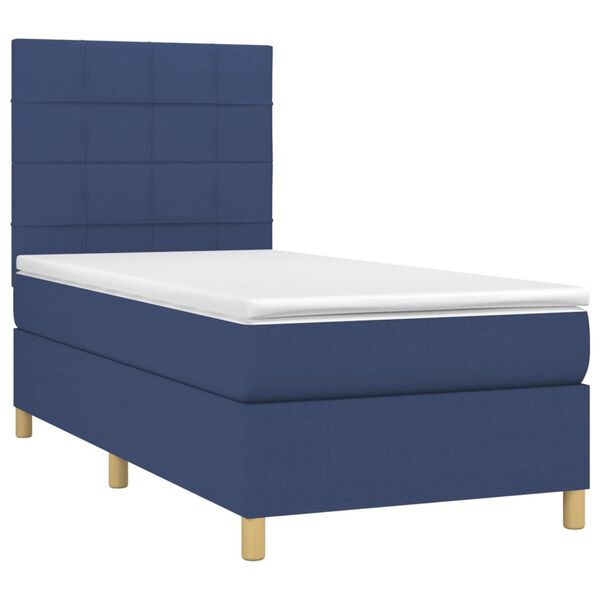 vidaXL Sommier &agrave; lattes de lit avec matelas Bleu 90x200 cm Tissu
