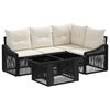 vidaXL Ensemble de canap&eacute; de jardin 5 pc Noir et blanc cr&egrave;me polyrotin