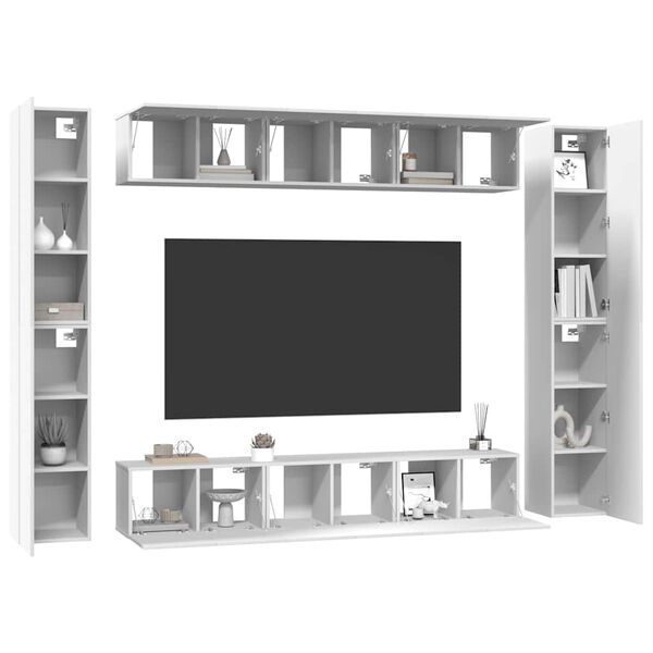 vidaXL Ensemble de meubles TV 10 pcs Blanc Bois d'ing&eacute;nierie