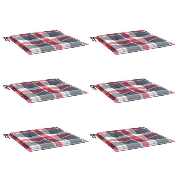 vidaXL Coussins de chaise de jardin lot de 6 carreaux rouges 40x40x4cm