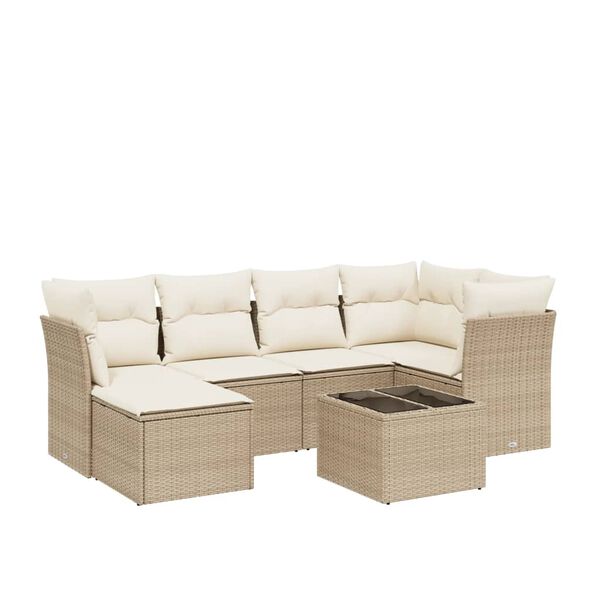 vidaXL Salon de jardin avec coussins 6 pcs beige r&eacute;sine tress&eacute;e