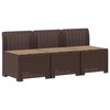 vidaXL Canap&eacute; de jardin 3 places avec coussins look rattan PP Marron