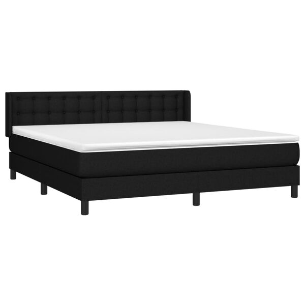 vidaXL Sommier &agrave; lattes de lit avec matelas Noir 180x200 cm Tissu