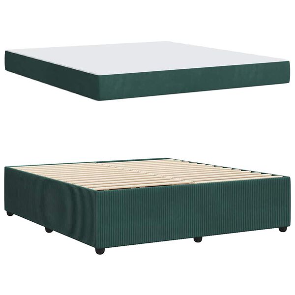 vidaXL Cadre de lit avec matelas Vert fonc&eacute; 180 x 200 cm tissu