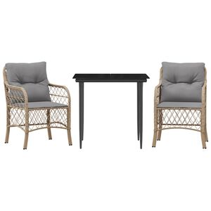 vidaXL Ensemble de bistro 3 pcs coussins m&eacute;lange beige r&eacute;sine tress&eacute;e