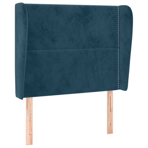 vidaXL T&ecirc;te de lit avec oreilles Bleu fonc&eacute; 103x23x118/128 cm Velours