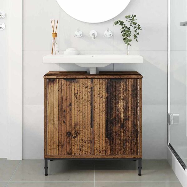 vidaXL Meuble de Lavabo de Salle de Bain avec stockage Bois Ancien