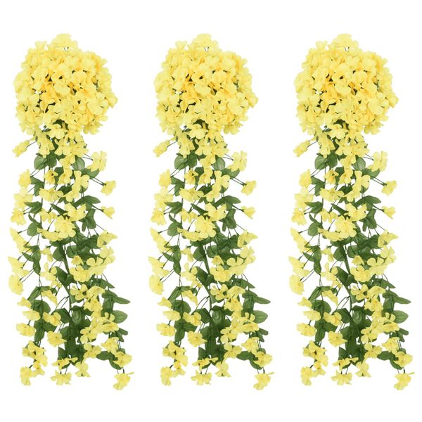 vidaXL Guirlandes de fleurs de Noël 3 pcs jaune 85 cm
