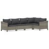 vidaXL Salon de jardin 5 pcs avec coussins Gris R&eacute;sine tress&eacute;e