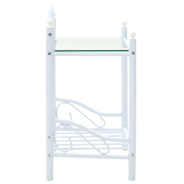 vidaXL Tables de chevet 2 pcs Acier et verre tremp&eacute; 45x30,5x60cm Blanc