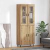 vidaXL Haut Armoire 2 pcs Ch&ecirc;ne artisanal Bois Agglom&eacute;r&eacute; et Verre