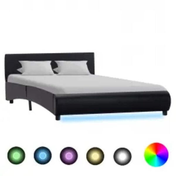 vidaXL Cadre de lit avec LED sans matelas noir 140x200 cm