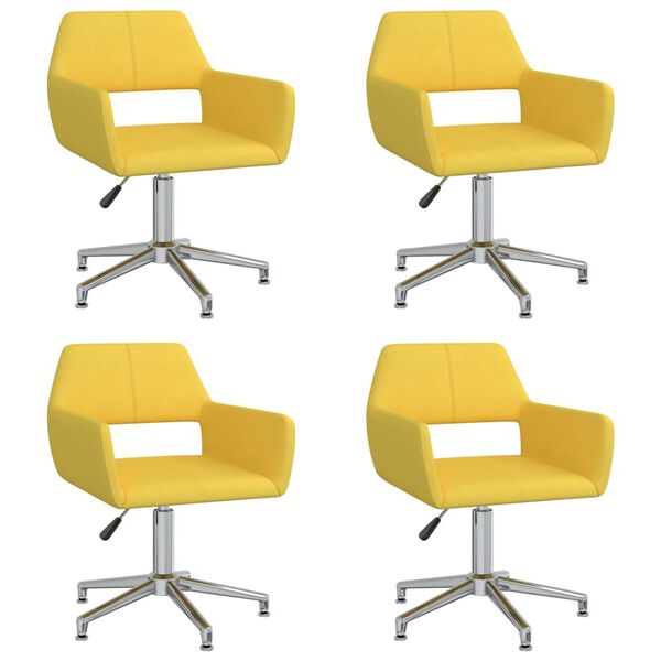 vidaXL Chaises pivotantes à manger lot de 4 jaune tissu