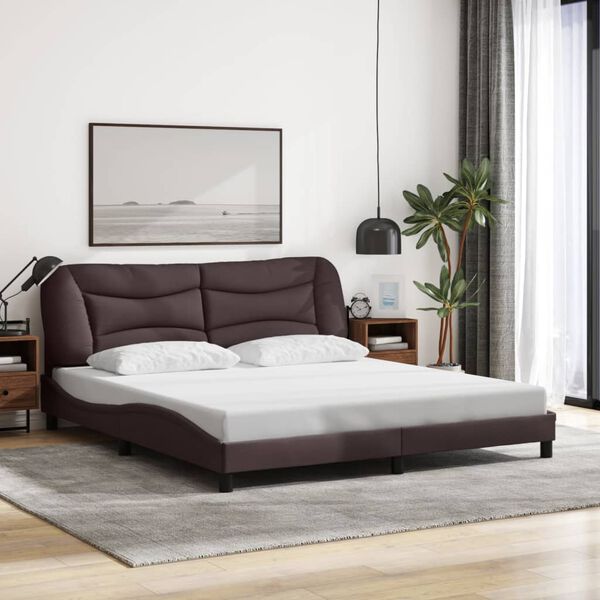vidaXL Cadre de lit avec LED sans matelas Hvar marron fonc&eacute; 180x200cm tissu