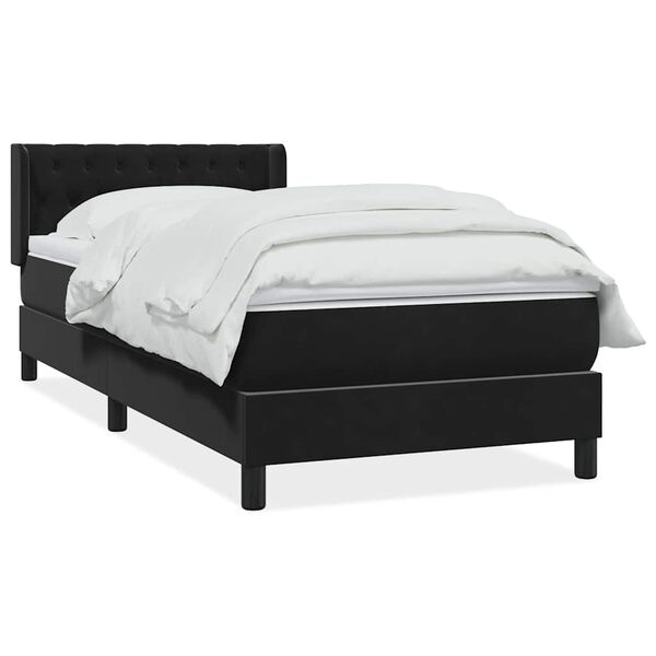 vidaXL Sommier &agrave; lattes de lit avec matelas noir 90x210 cm velours