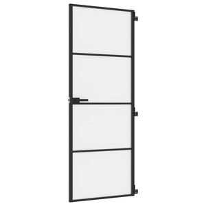 vidaXL Porte int&eacute;rieure mince noir 76x201,5 cm verre tremp&eacute; aluminium