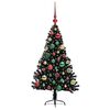 vidaXL Sapin de No&euml;l artificiel pr&eacute;-&eacute;clair&eacute; Noir 120 cm PVC