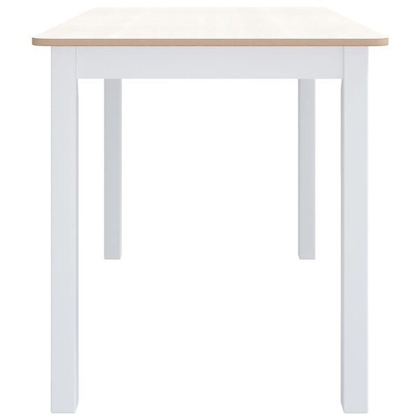 vidaXL Table à manger Blanc et marron 114x71x75 cm Bois d'hévéa massif