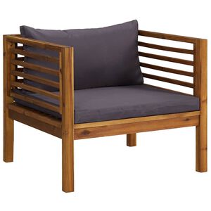 vidaXL Chaise de jardin avec coussins gris fonc&eacute; Bois d'acacia massif