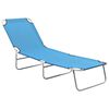 vidaXL Chaise longue pliable acier et tissu bleu turquoise