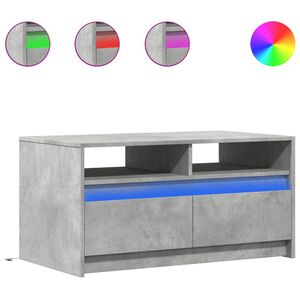vidaXL Table basse avec lumi&egrave;res LED gris b&eacute;ton bois d'ing&eacute;nierie