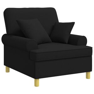vidaXL Fauteuil XL avec coussins Noir Tissu