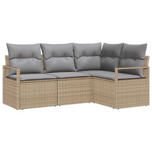 vidaXL Ensemble de Canap&eacute;s 4 pc Beige polyrotin